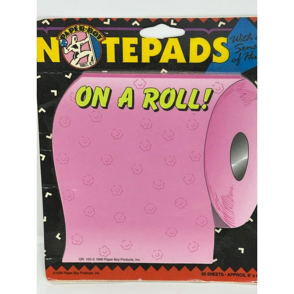 VTG 1990 Paper Boy On a Roll! Toilet Paper Notepad Sealed Novelty Stationery USA